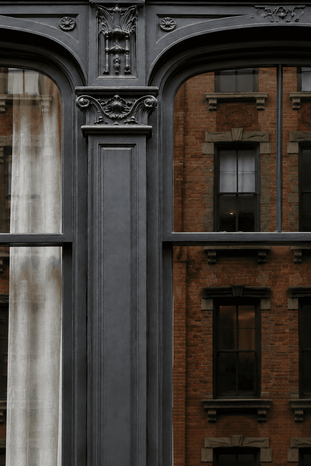 Architectural detail of a New York City building facade